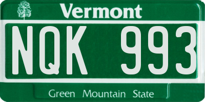 VT license plate NQK993