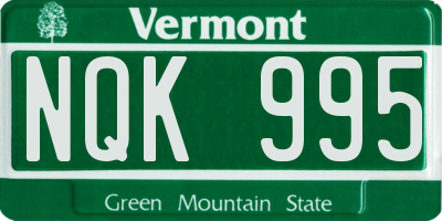 VT license plate NQK995