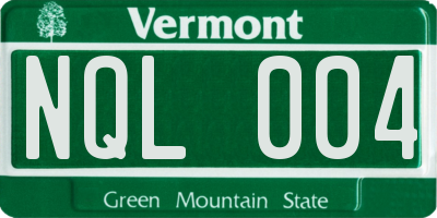 VT license plate NQL004