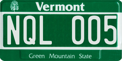 VT license plate NQL005