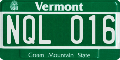 VT license plate NQL016