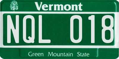 VT license plate NQL018