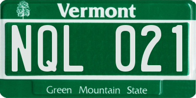 VT license plate NQL021