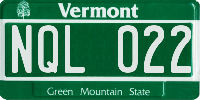 VT license plate NQL022