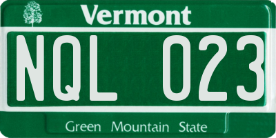 VT license plate NQL023