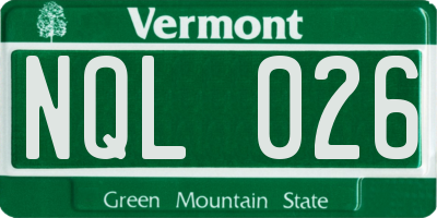 VT license plate NQL026