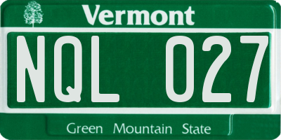 VT license plate NQL027