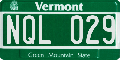VT license plate NQL029