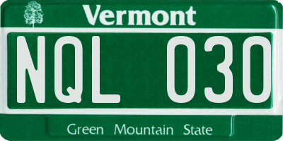 VT license plate NQL030