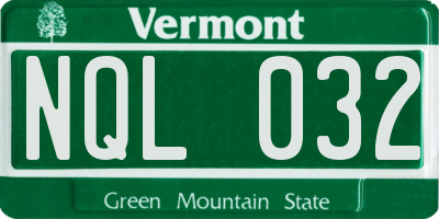 VT license plate NQL032
