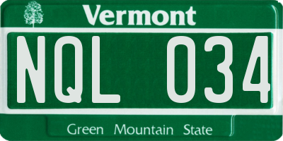 VT license plate NQL034
