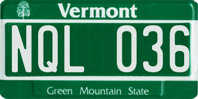 VT license plate NQL036