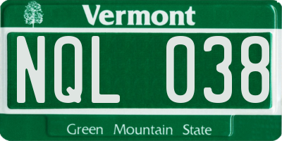 VT license plate NQL038