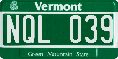 VT license plate NQL039