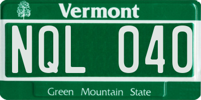 VT license plate NQL040