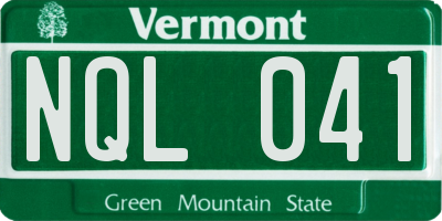 VT license plate NQL041