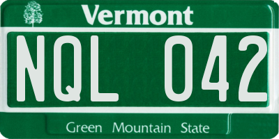 VT license plate NQL042
