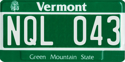 VT license plate NQL043