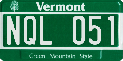 VT license plate NQL051