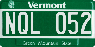 VT license plate NQL052