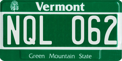 VT license plate NQL062