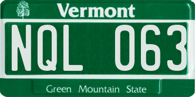 VT license plate NQL063