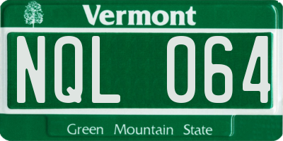VT license plate NQL064