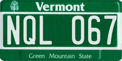 VT license plate NQL067