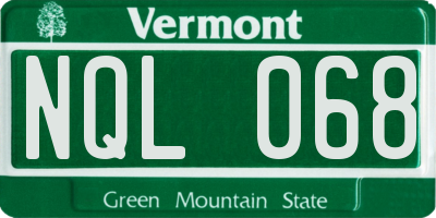 VT license plate NQL068