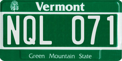 VT license plate NQL071
