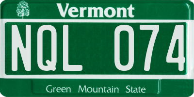 VT license plate NQL074