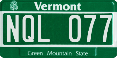 VT license plate NQL077