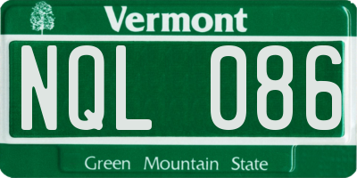 VT license plate NQL086