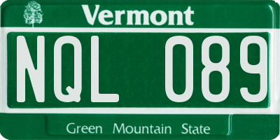 VT license plate NQL089
