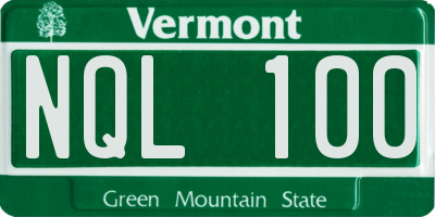 VT license plate NQL100
