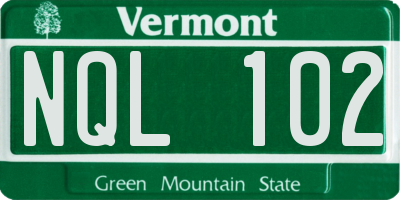 VT license plate NQL102