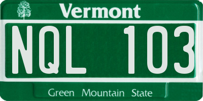 VT license plate NQL103