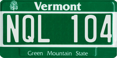 VT license plate NQL104