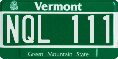 VT license plate NQL111