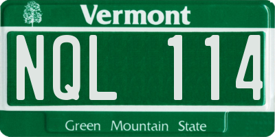 VT license plate NQL114