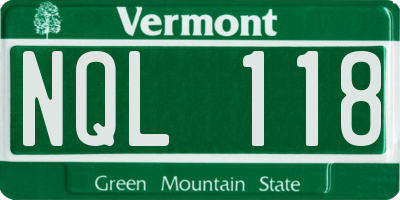 VT license plate NQL118