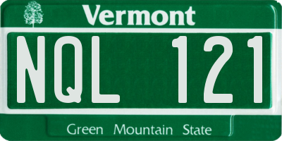 VT license plate NQL121