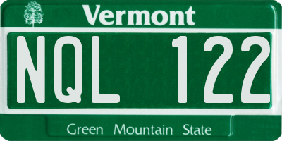 VT license plate NQL122