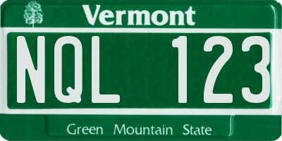 VT license plate NQL123