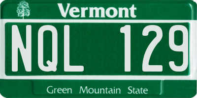 VT license plate NQL129