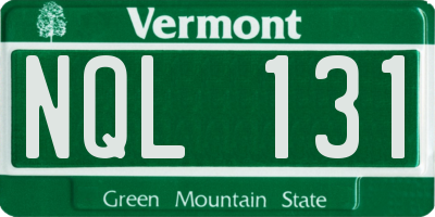 VT license plate NQL131