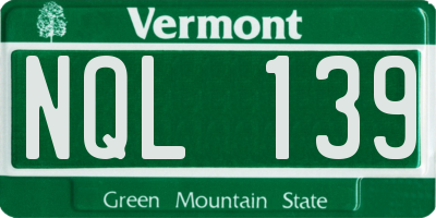 VT license plate NQL139