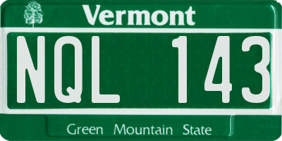 VT license plate NQL143