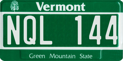 VT license plate NQL144