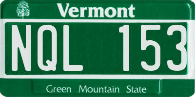 VT license plate NQL153